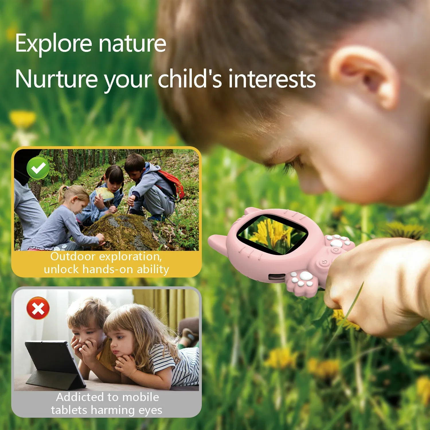 Детская цифровая камера-микроскоп с экраном 2 дюйма и картой 32ГБ