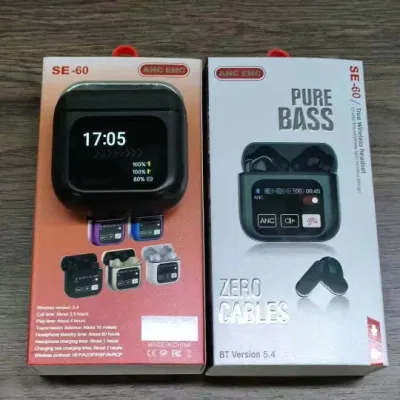 Zero Cables LCD Display Earbuds Se-60 with Anc and Touch Screen Anc High Quality