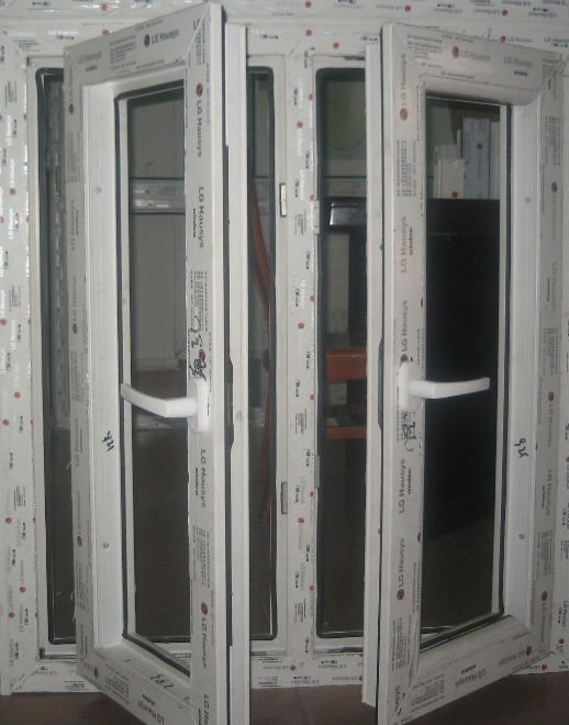 PVC Double Glazed Casement Window with Grill Design