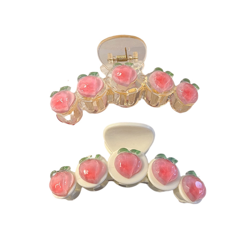 Spring New Transparent Pink Peach Japanese Sweet Hairpin Shark Clip