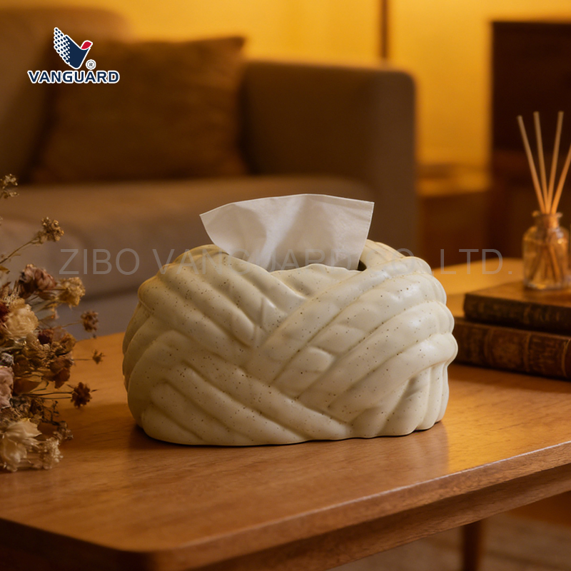 Nordic Rectangular White Porcelain Napkin Tissue Holder Unique Ceramic Tissue Box