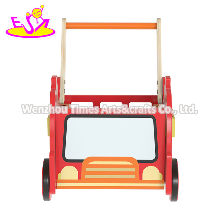 Wholesale Early Learning Stroller Fire Truck Wooden Push Walker for Baby W16e224