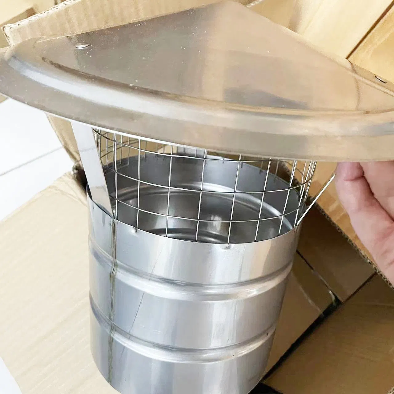 Stainless Steel Chimney Hat Round Rain Cap with Bird Guard 150 mm