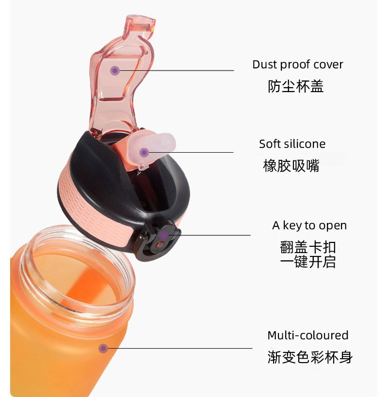 Спортивная бутылка для воды, 1000 мл, без BPA