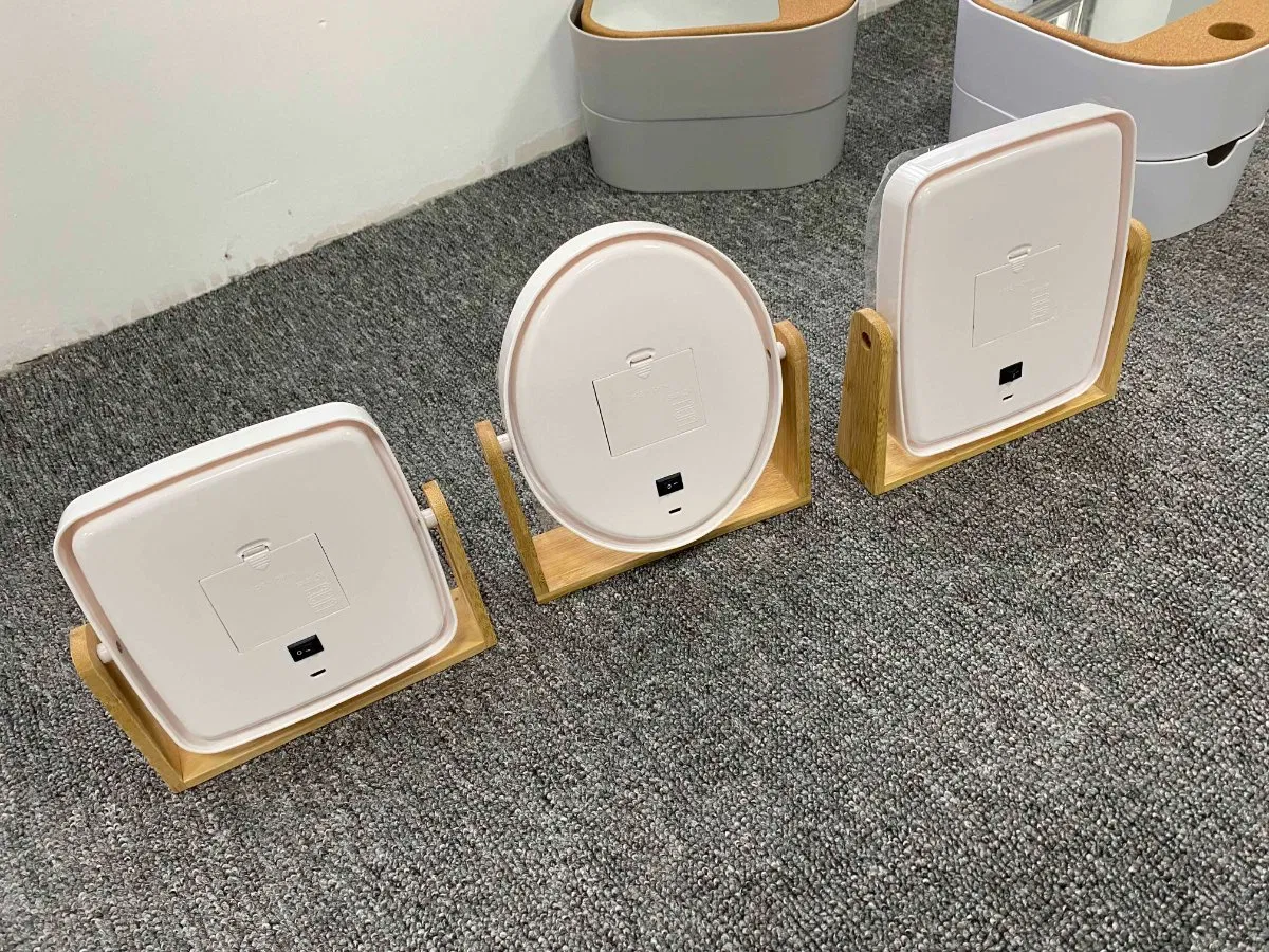 LED Bamboo Table Mirror Make up Stand Mirror
