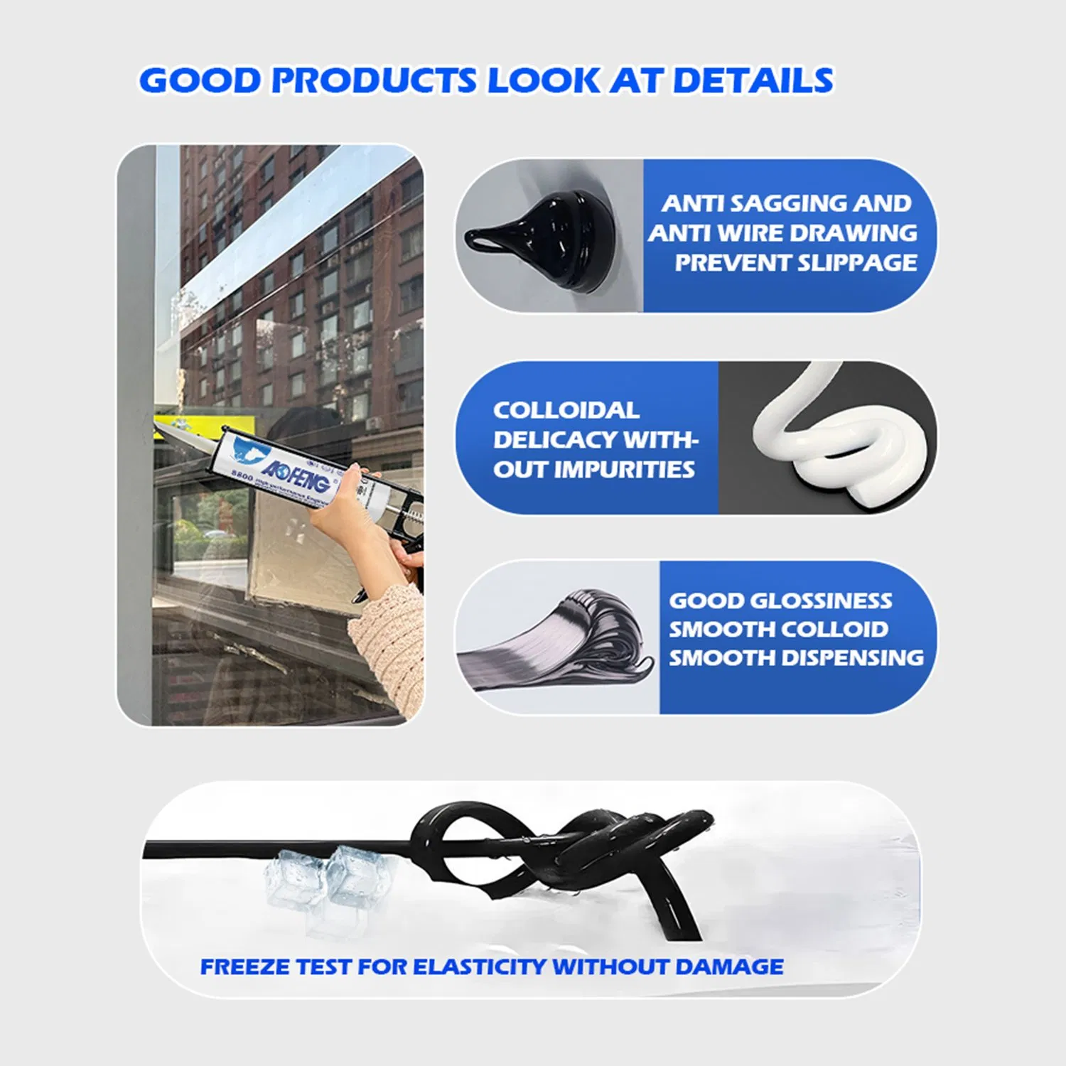 Professional Grade Neutral Silicone Sealant for Weatherproofing Window and Door Frames on Interior and Exterior Walls