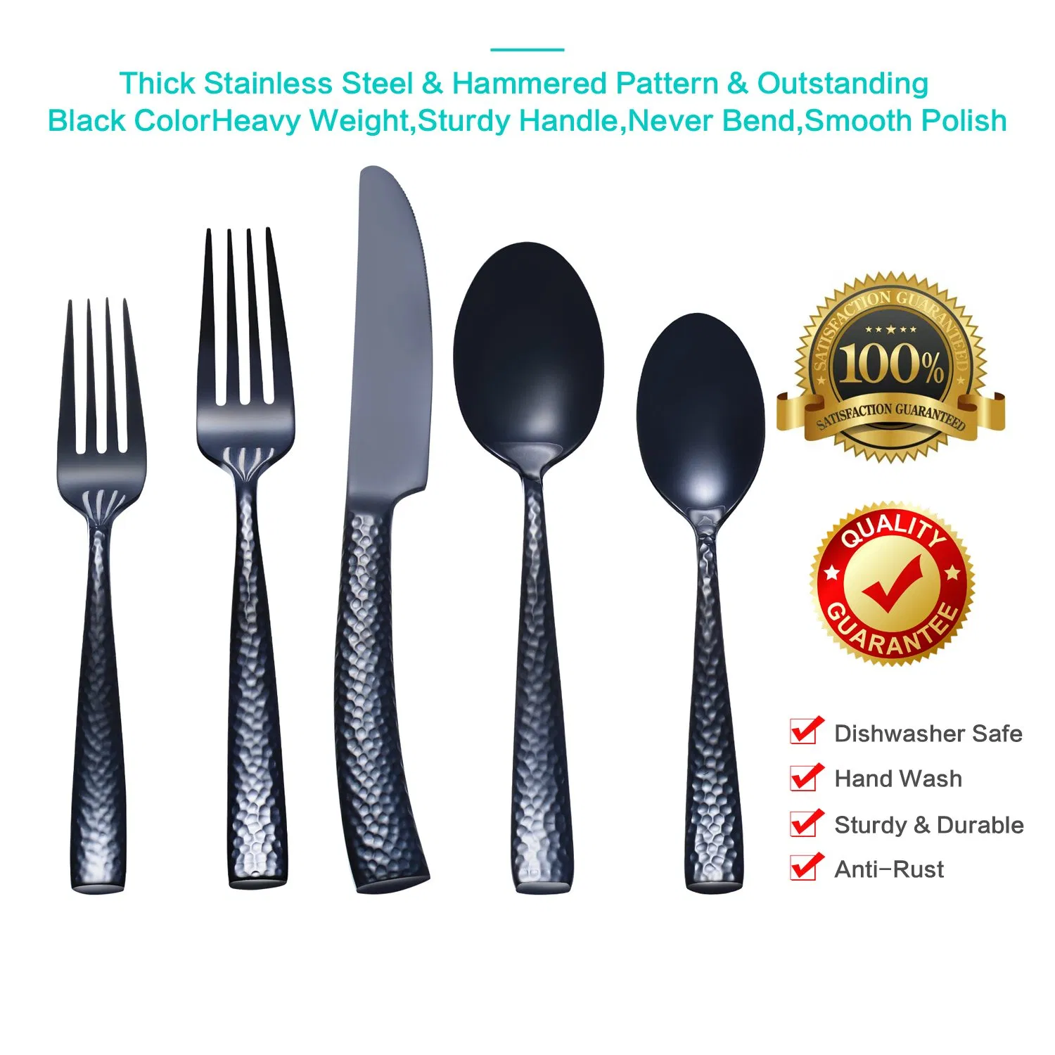 Unique Black Hammered Cutlery Set for Contemporary Dining