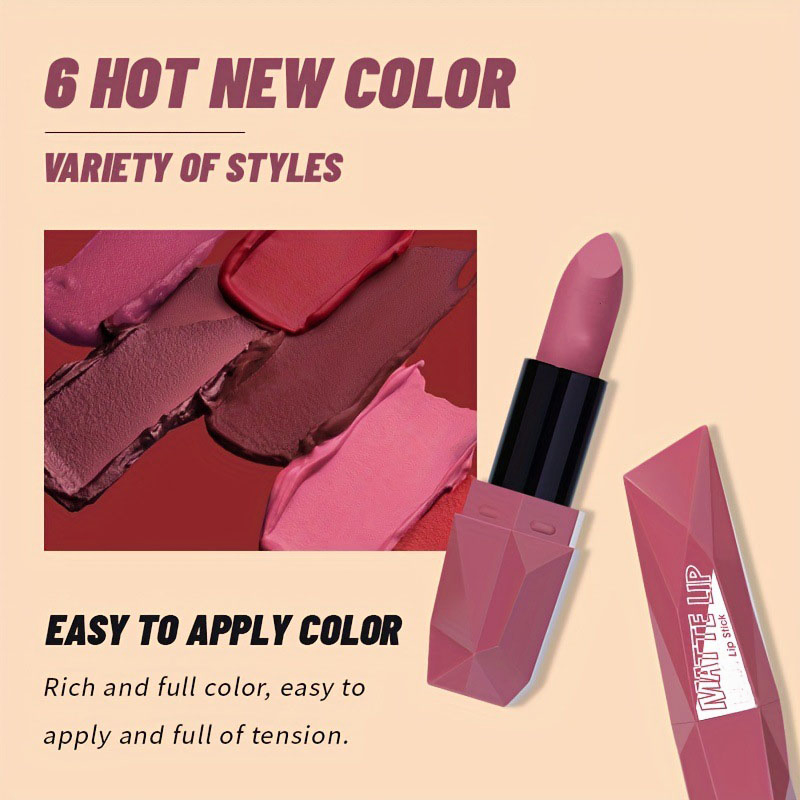 Matte Velvet Nude Lipstick in Bean Sand Shade 6-Color Long-Lasting Waterproof Lipstick