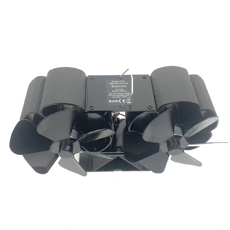 Chimney Duct Wall Mounted Thermal Power Stove Fan, 10 Blade Double Head Fireplace Fan