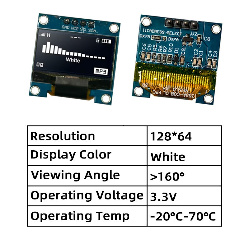 Маленький OLED дисплей 0.9 дюйма, синий, интерфейс I2C