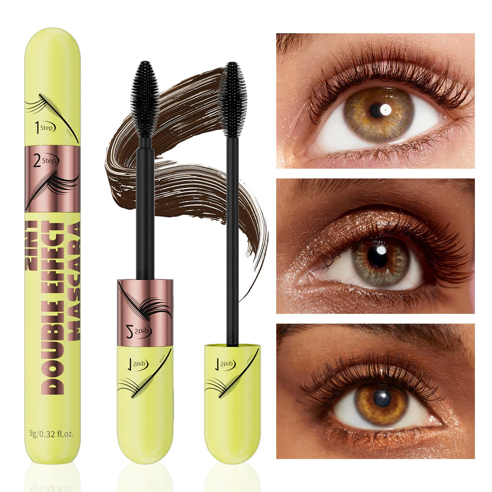 Made in China, Natural, Long and Thick Eye Black, Waterproof, Sweatproof, Non-Smudging, Curling Double-Effect Eye Black