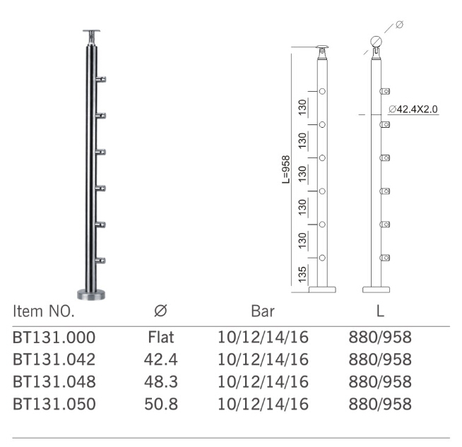 Good Quality Stainless Steel Handrail Balustrade Fitting (BT119)