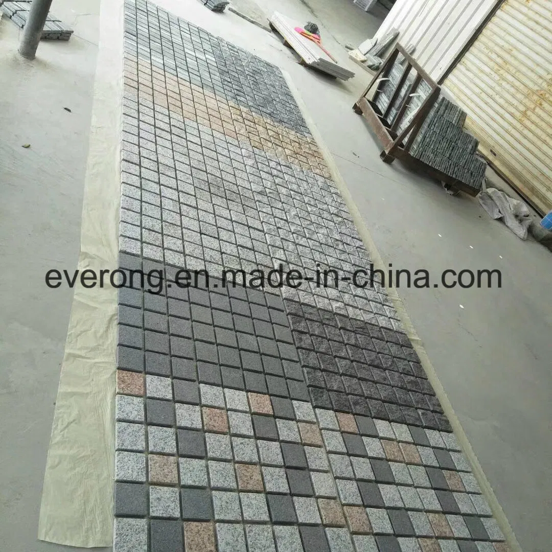 G603/G654/G684/G682 Light Grey/Dark Grey/Black/Yellow/Red Porphyry/Granite/Basalt Meshed Paving Stone on Mesh