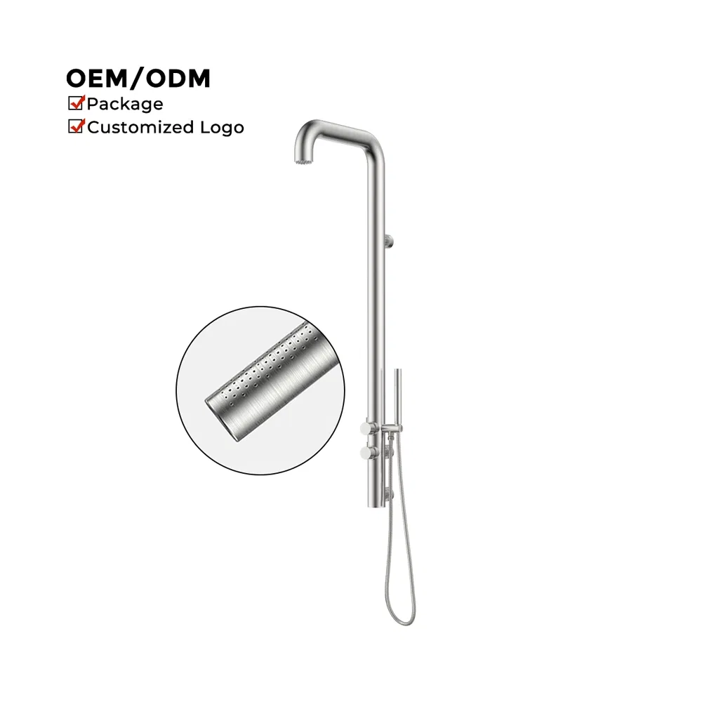 Wall-Mounted Outdoor Shower System with Rainfall Jet Feature