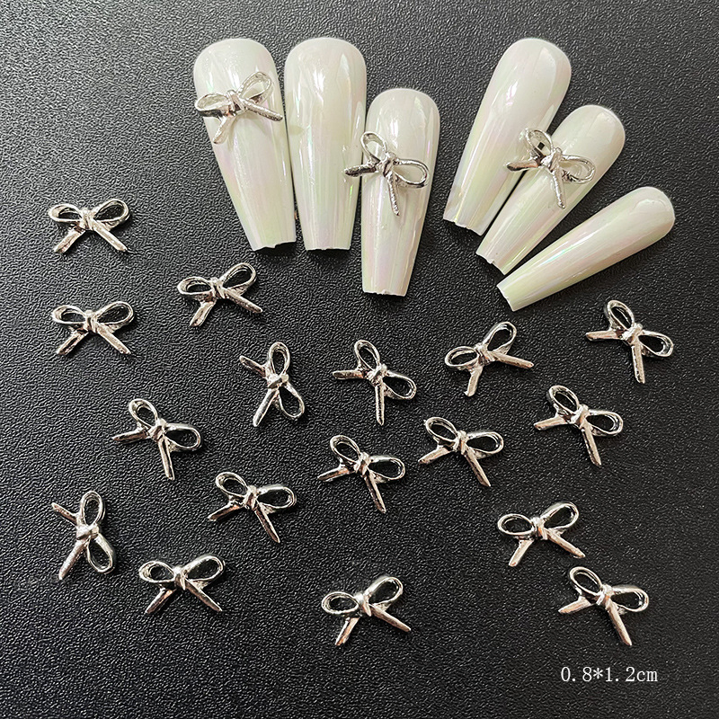 Electro -Plated Bowl of Bright Silver Gold Double -Layer Butterflies Nail Jewelry