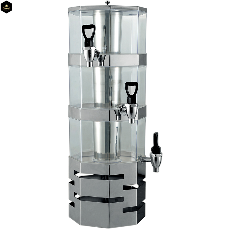 Diwell Factory Wholesale Cheap Price Cold Drink Beverage Dispenser Double Spigot Commercial Gold Plated Juice Dispenser with Tap