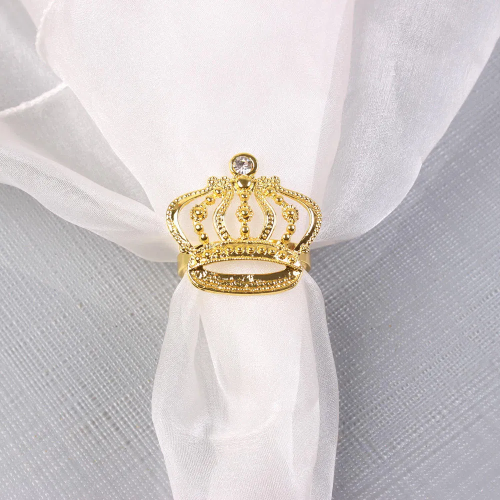 Elegant Gold Kirsite Napkin Ring with Diamond Accent for Weddings