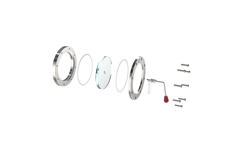 Qiimii Stainless Steel Hygienic Sanitary Flange Sight Glass with LED Light and Brush