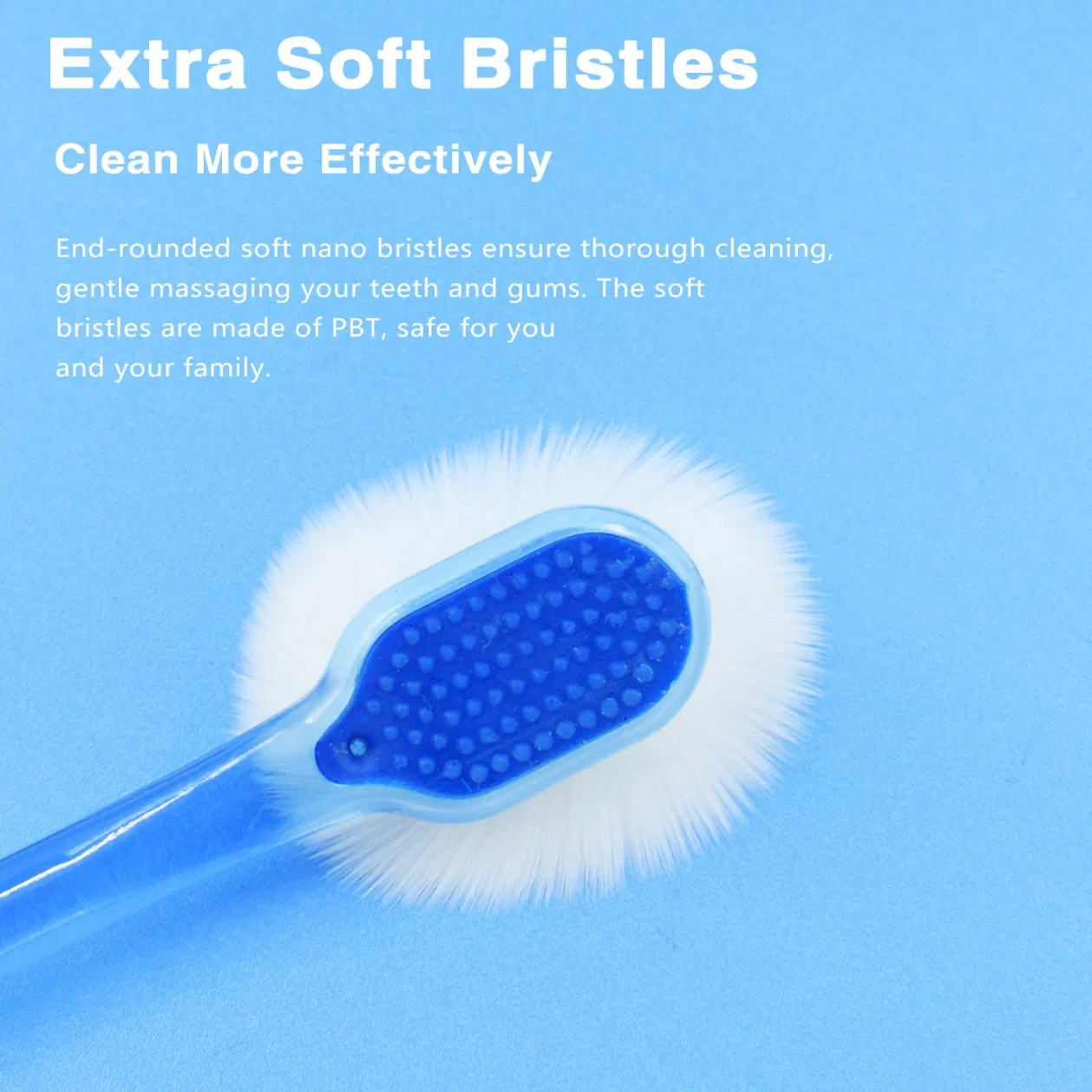 OEM 10000+ Soft Bristles Transparent Handle Plastics Adult Toothbrush
