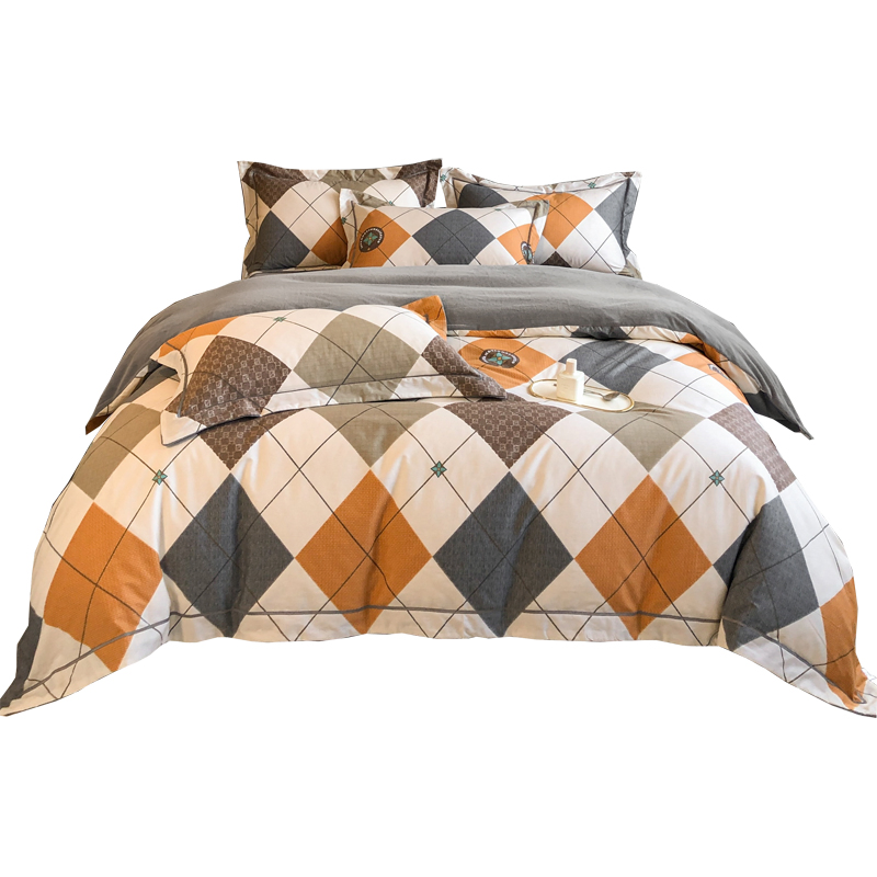 Geometric Printed Bedding 4 PCS Polyester Reversible Cotton Bed Set Sheet