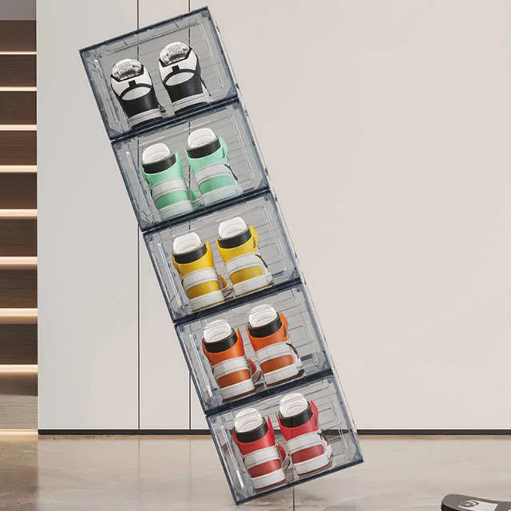 Plastic Clear Shoe Multi-Layer Storage Boxes Dustproof Transparent Acrylic Shoe Stacking Storage Bin Organizer House Hold Item