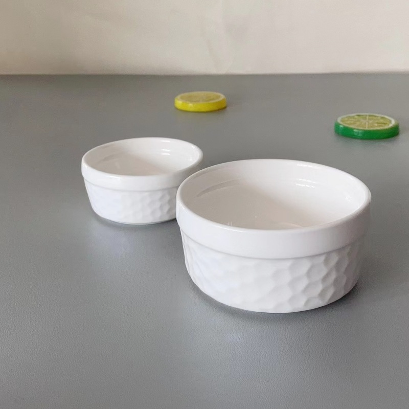 3"3.5"4"Saucer Soup Ice Cream Bowl Round Shape Eboss White Ceramic Porcelain Tableware