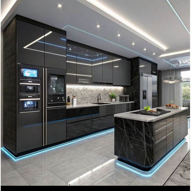Artistry Modern Design Plywood Lacquered Finish Kitchen Cabinet