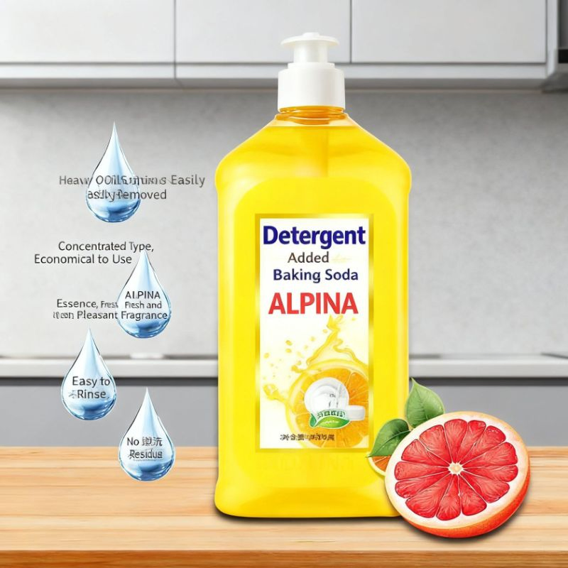Refreshing Grapefruit-Scented Dishwashing Liquid Powerful Grease Removal, Gentle on Hands, Sparkling Clean Dishes