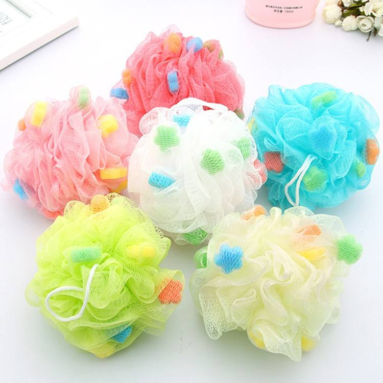 Wholesale Dead Skin Removal Shower Scrubber Sponge Bath Poufs Flower Mesh Ball