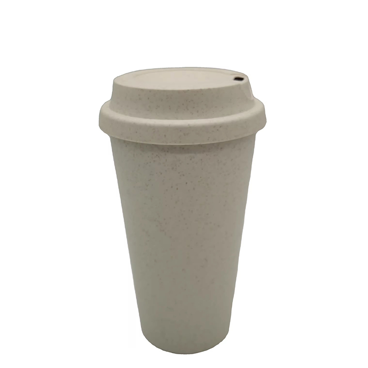 450ml Double Coffee Mug 16oz Wheat Straw Water Mug Biodegradable Bamboo Fiber Mug