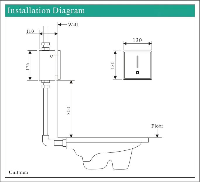 Push Button Auto Concealed Toilet Hands Free IR Sensor Flush Touch-Less Sensor Flush Valve