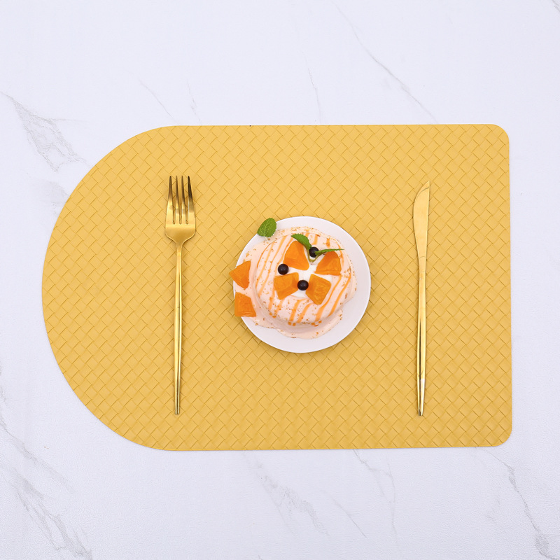 Cowhide Pattern Faux Leather Placemats Heat Resistant Non-Slip Waterproof Wipeable Washable Kitchen Dining PU Table Place Mats