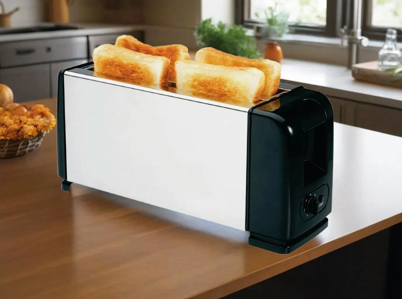 Premium 4 Slice Stainless Steel Toaster with Adjustable Settings