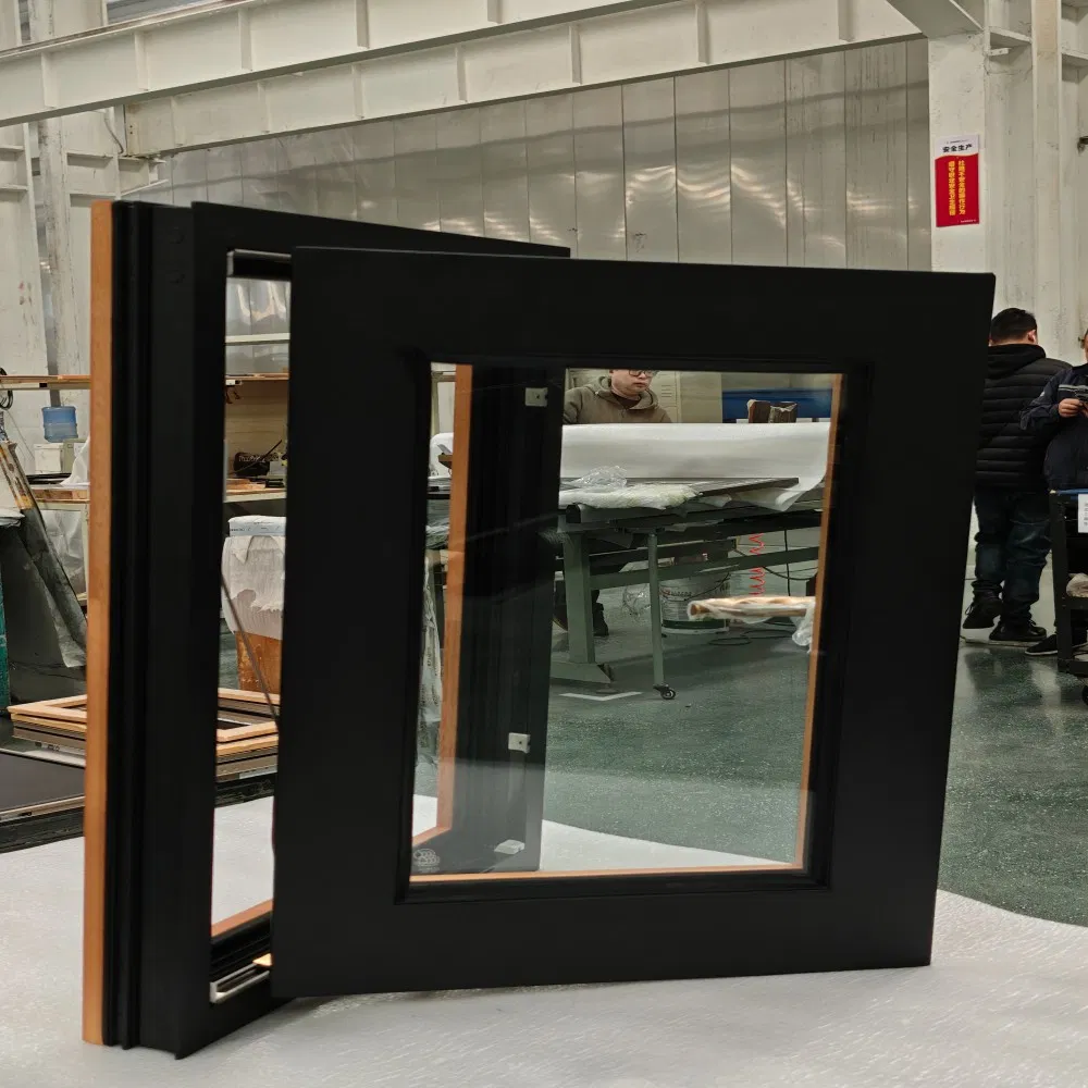 High Security Aluminum Wood Frame Window Impact Casement Window with Double Glazing