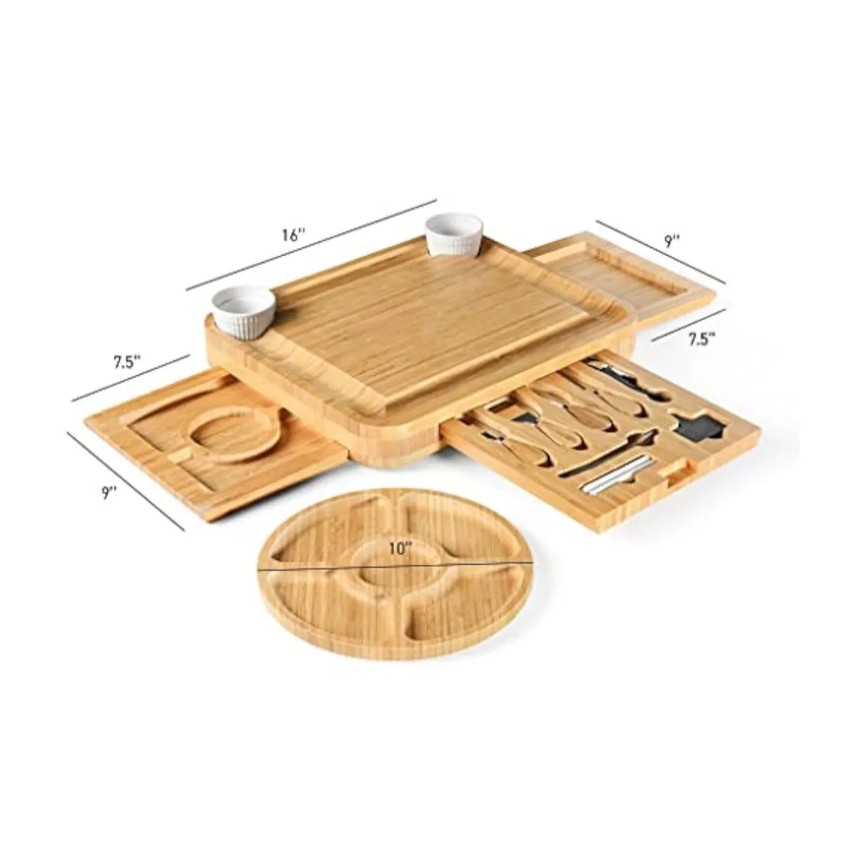 Acacia Wood Cooked Food Board, Cheese Set, Creative Round Tray, Wooden Plate