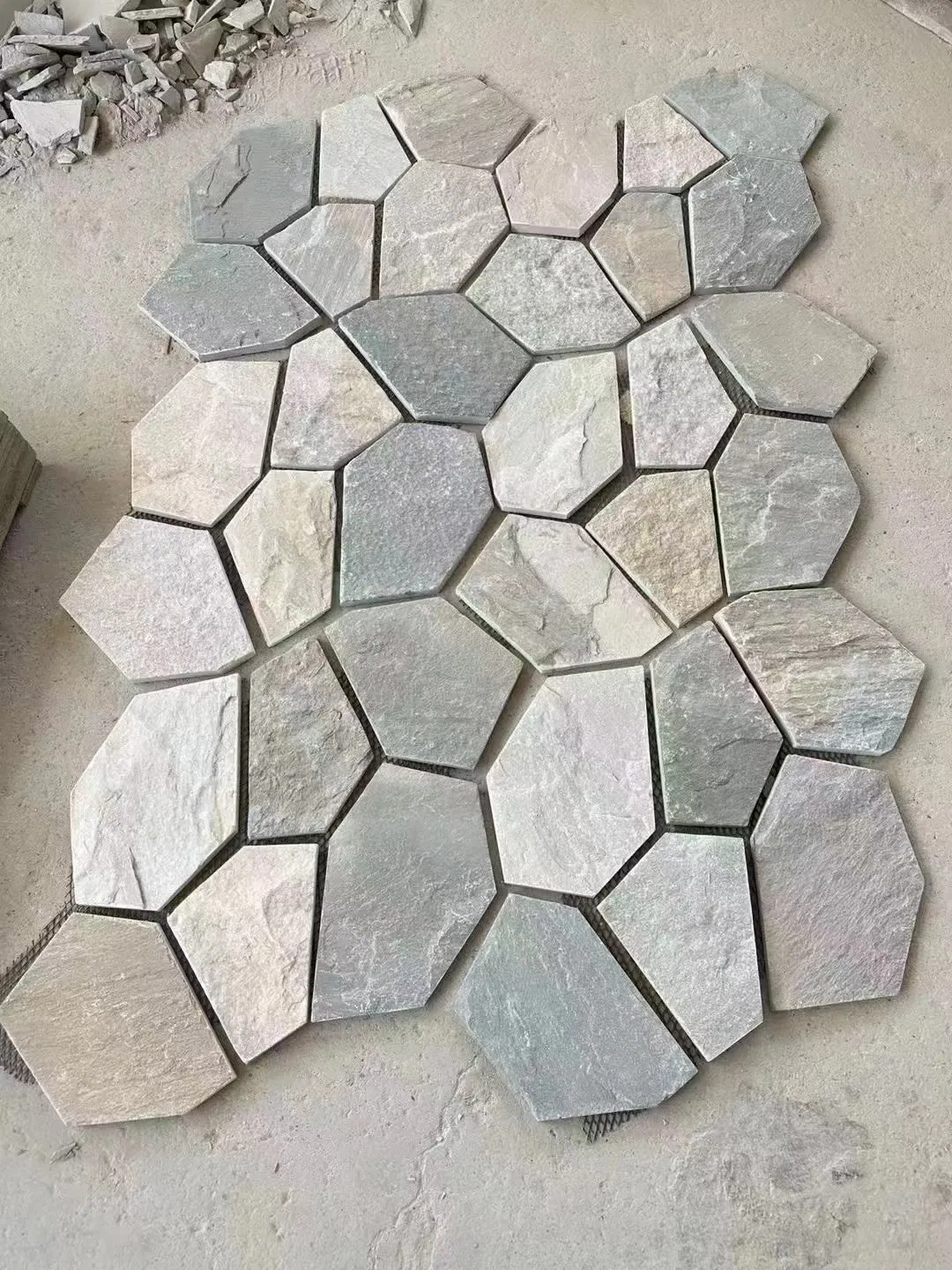 Outdoor Irregular Flagstone Paving Slate Paver with Mesh Stone Crazy Paving
