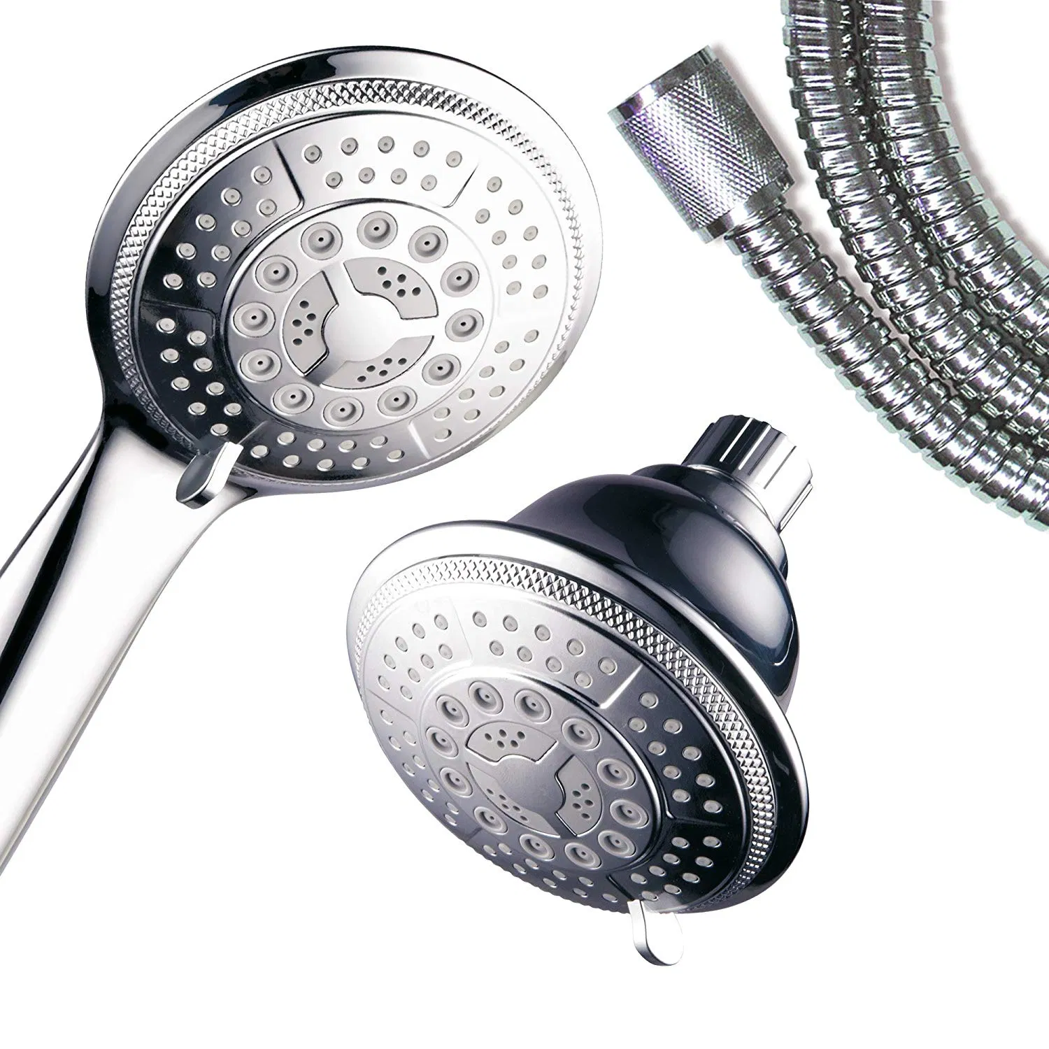 High Pressure 24 Function 4" Face Dual 2 in 1 Shower Head System Stainless Steel Hose Patented 3-Way Water Diverte Handheld Showerhead Rain Shower Combo