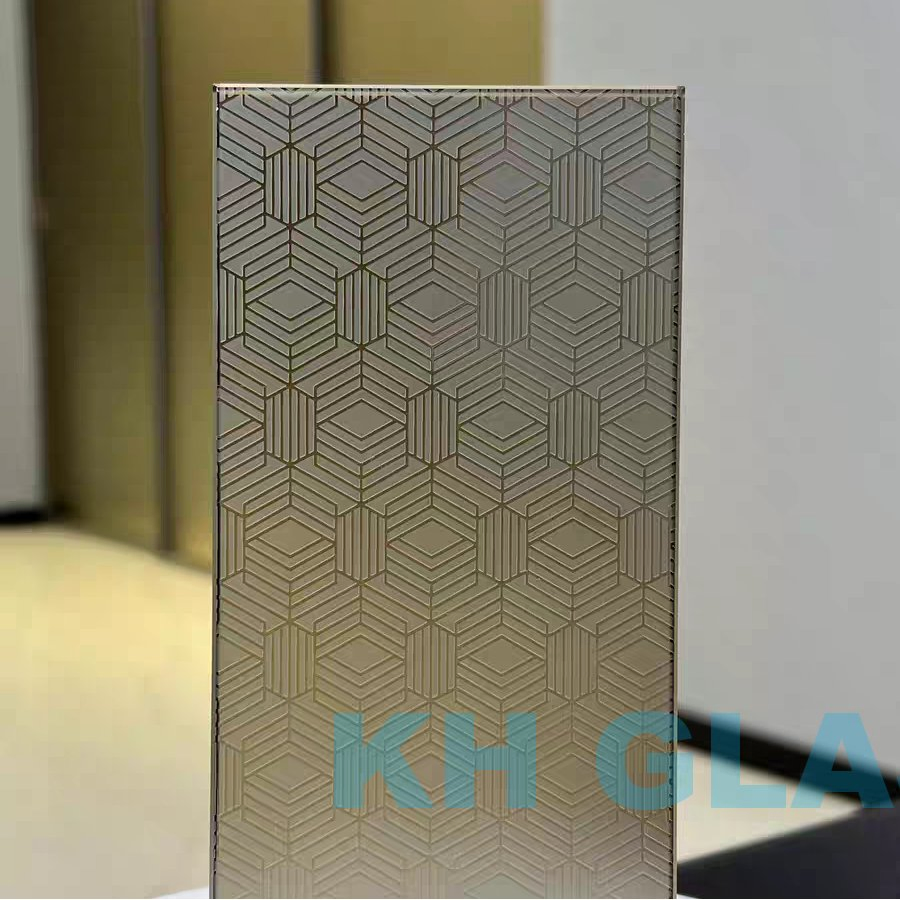 4mm Window Glass Architectural Art Glass with Exceptional Acid Etched