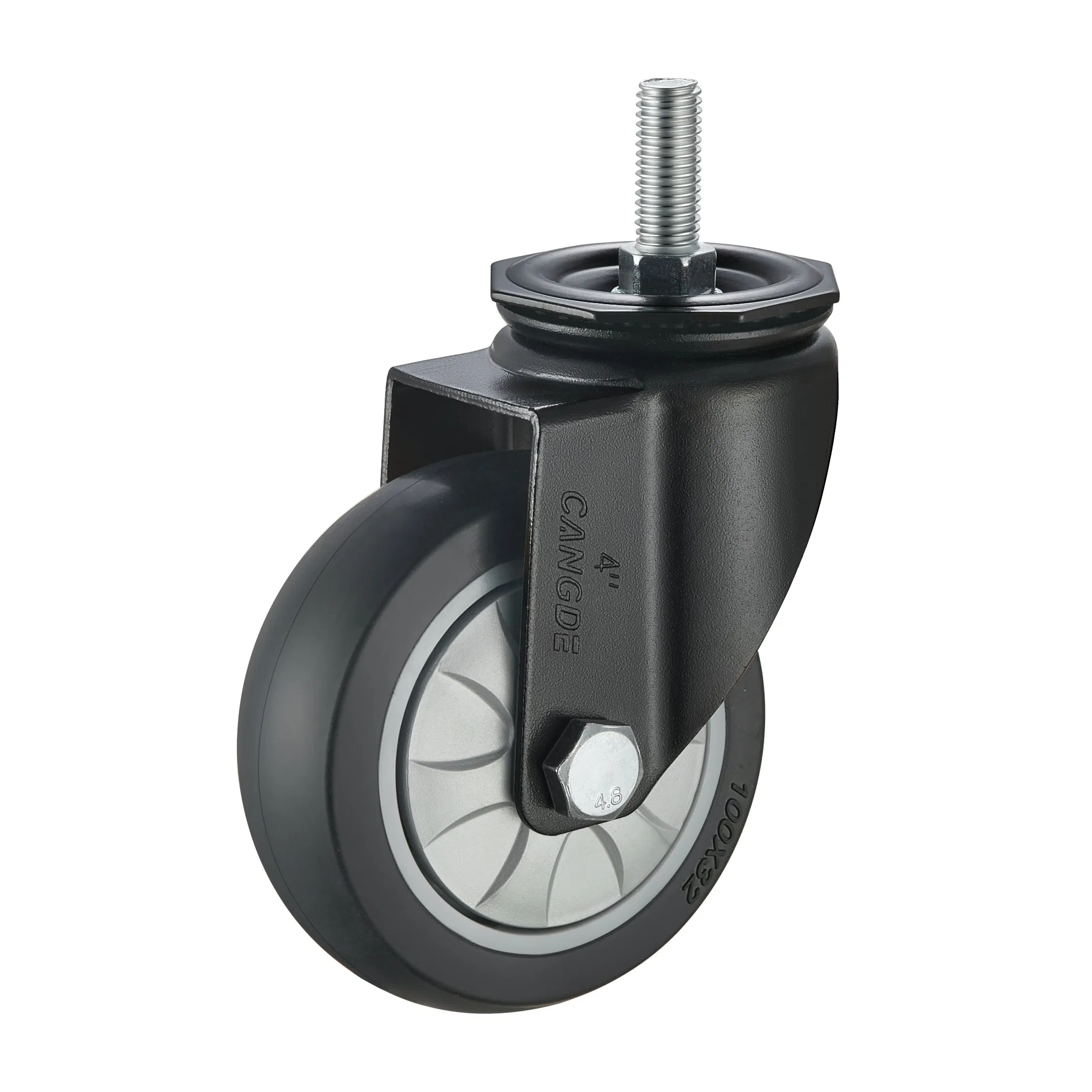 Thread Sten Casters Medium Duty Industrial Casters Black TPR Swivel Caster Wheels with Metal Brakes