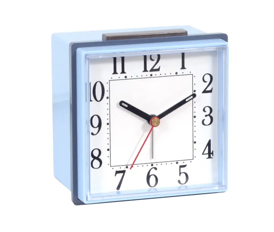 4 Inch Modern Square Custom Kids Alarm Clock Cheap Night Light Blue Small Table Clock Alarm Children