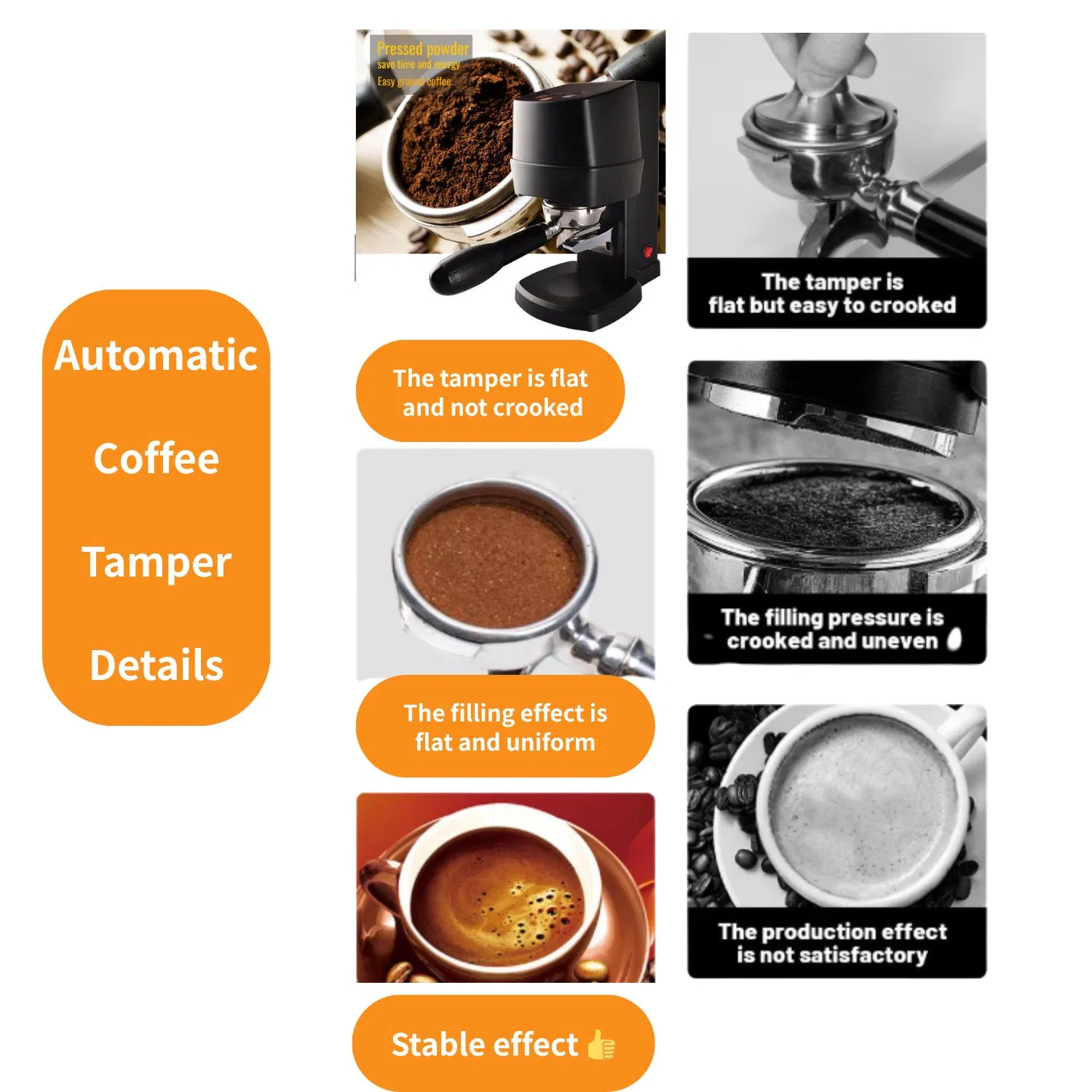 Automatic Electric 58mm Coffee Tamper Machine Coffee Powder Screw Press Tamper Hammer Machine