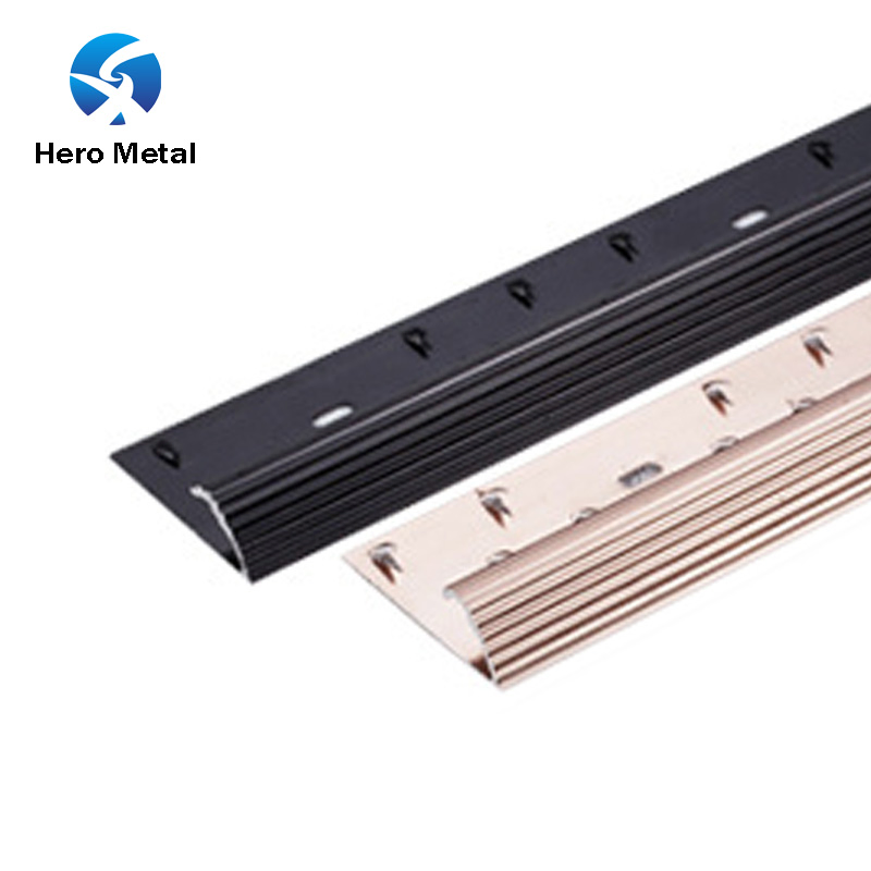 Factory Wholesale Carpet Profile Hero Metal Aluminum Wide Cover Strip China Low Price White Stone 2.3m Gold to Hard Wood Floor Threshold Transition Carpet Trim