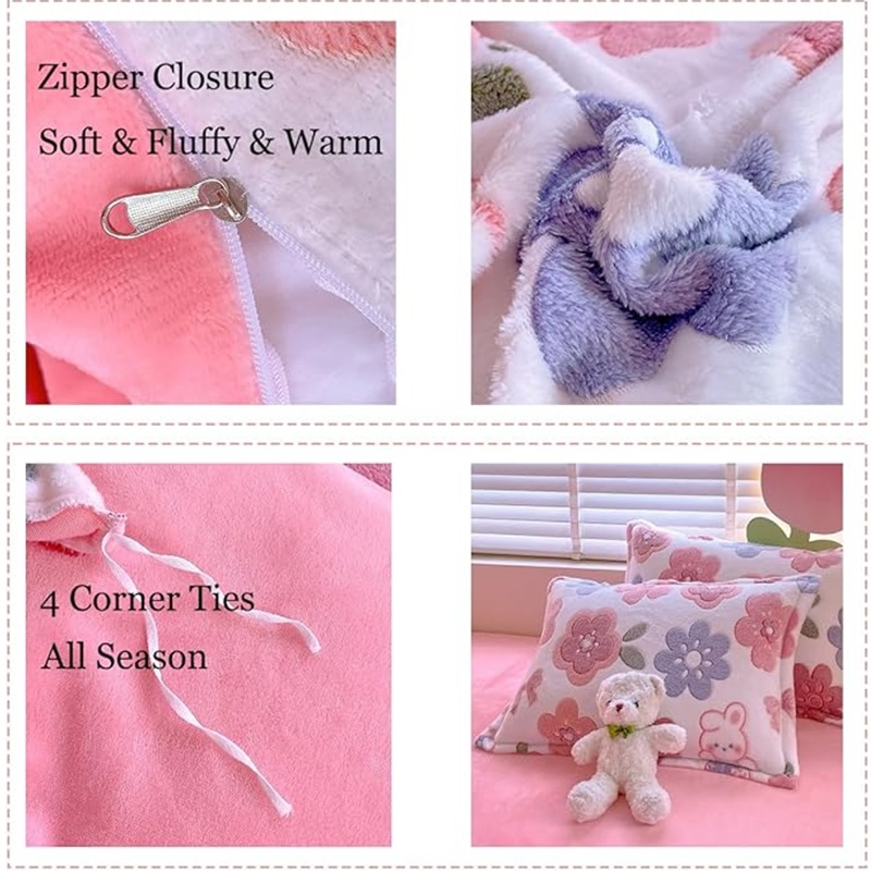 Aesthetic Twin Duvet Cover Ultra Soft Fluffy Blanket Zipper Bedding Sets