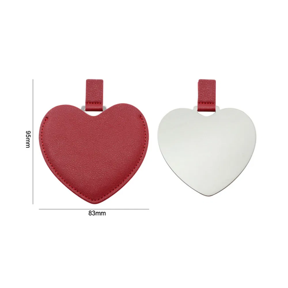 Portable Cute Handheld Compact Heart Makeup Stainless Steel Pocket Travel Mirror for Promotion