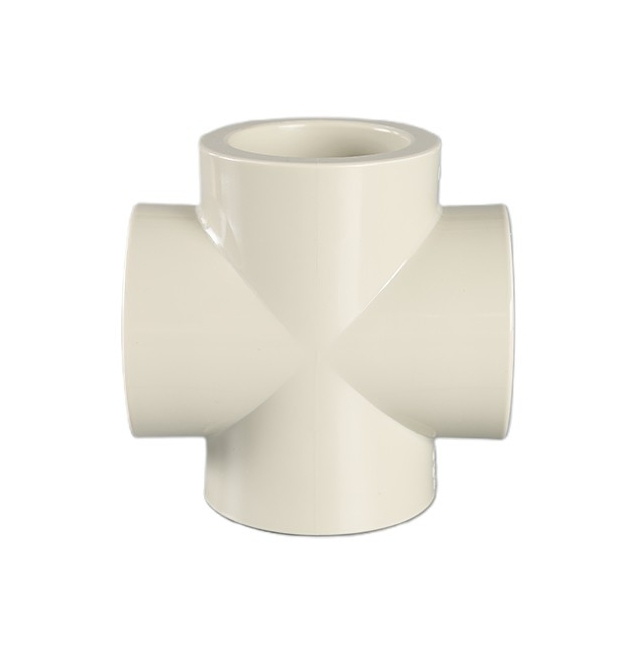 High Strength PP-H Plastic Cross Connector for Chemical Fluid Transport