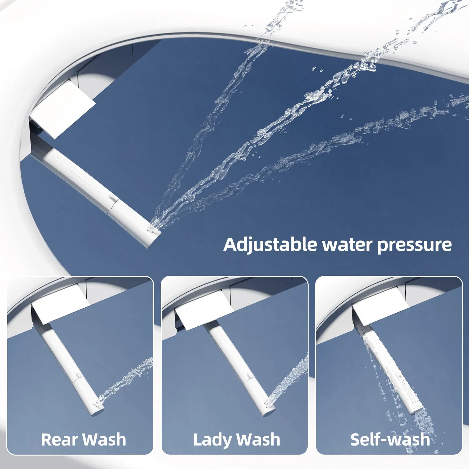 Non-Electric Bidet Toilet Seat Slim Design Dual Nozzle Bidet Adjustable Water Pressures Elongated Smart Toilet Cover