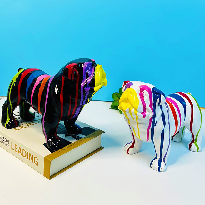 Colorful Bulldog Sculpture for Standing Figurines Art Ornament Wbb27618