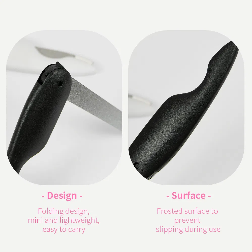 Mini Professional Metal Stainless Steel Nail File Folding Cuticle Manicure and Pedicure Tools Nail Buffer