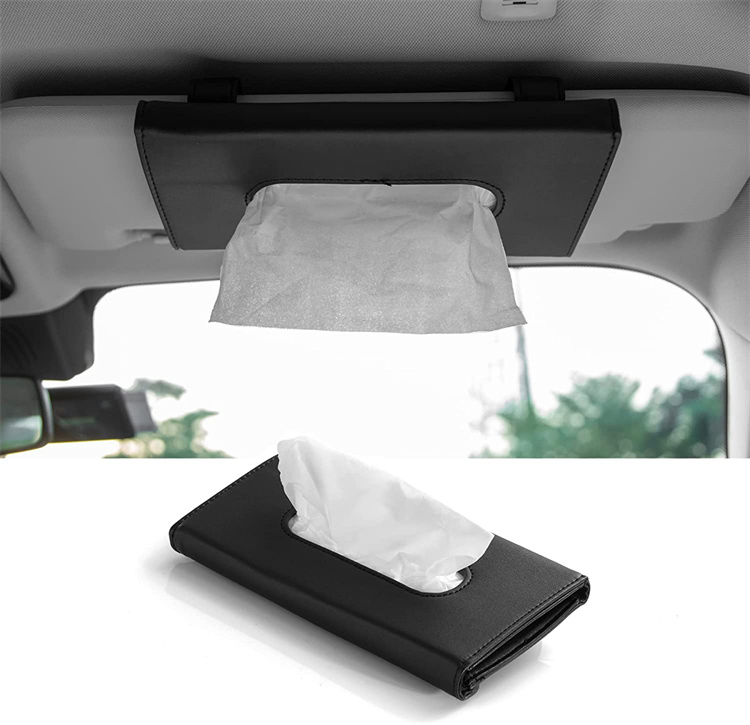 PU Leather Car Back Seat Headrest Hanging Tissue Holder Sun Visor Tissue Boxes