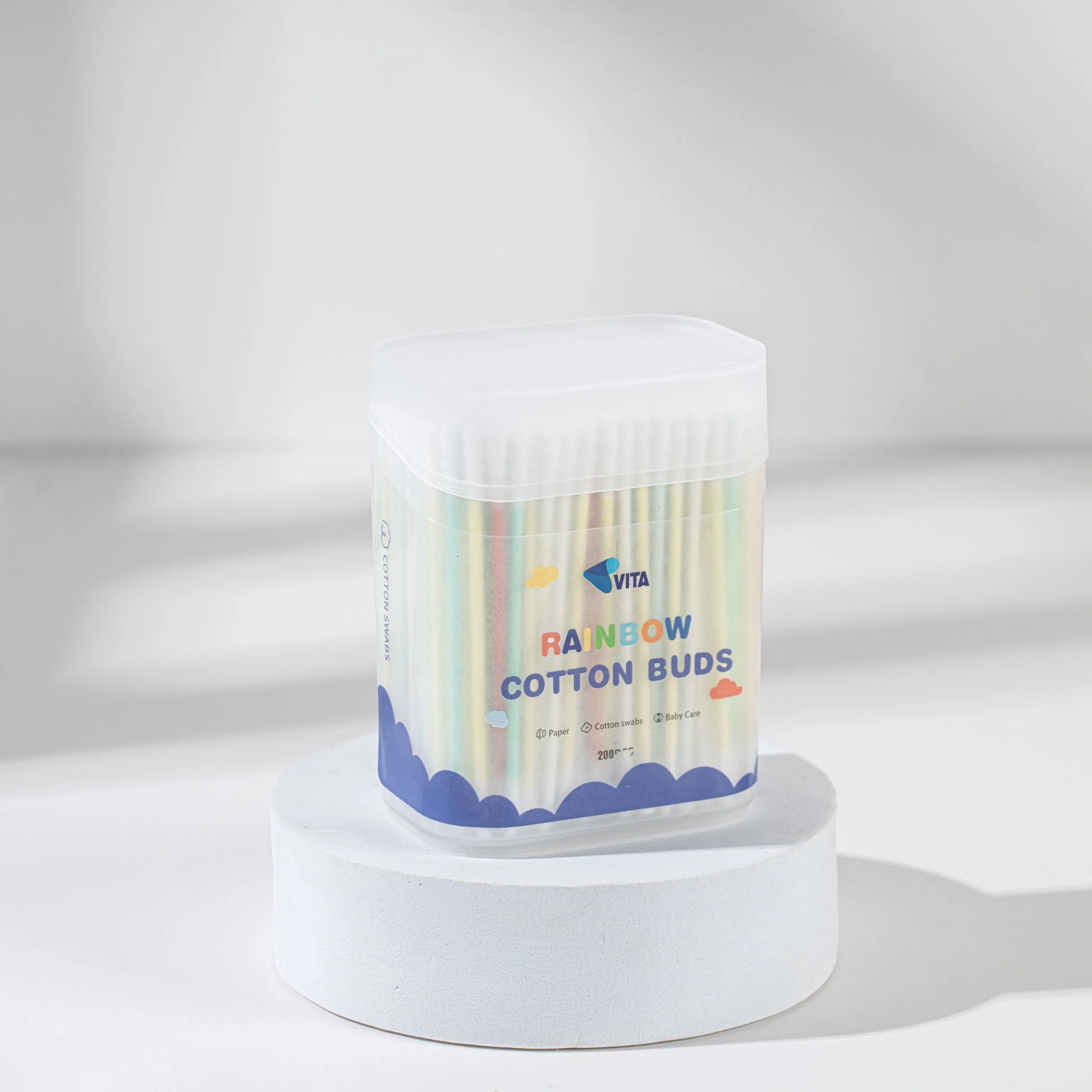 Baby-Friendly Colorful Paper Stick Cotton Swabs - 200 Count